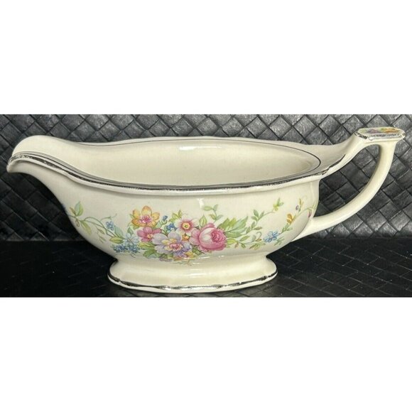 Carrollton Pottery Co. Antique Gravy Boat c1903-1937 Unique Flowers On Handle - Picture 1 of 15